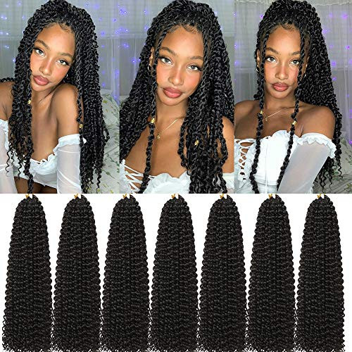 7 Packs Passion Twist Water Wave Crochet Hair Water Wave Passion Hair for Passion Twists Crochet Pretwisted Braiding Long Bohemian Water Curl Hair Passion Synthetic Twist Hair Passion Extensions