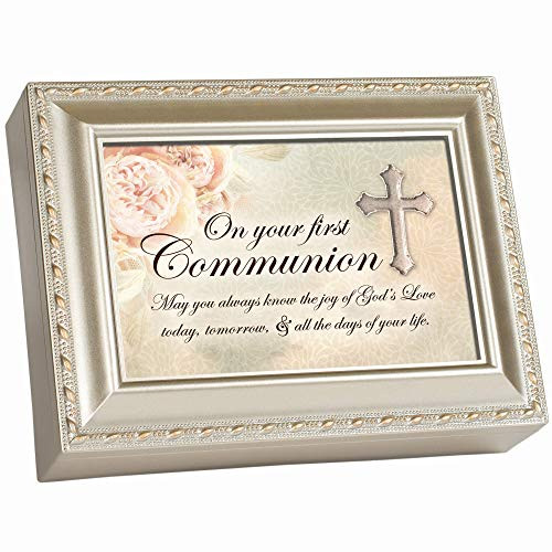 Cottage Garden First Communion Joy of God s Love Champagne Goldtone Trim Jewelry Music Box Plays Jesus Loves Me Cottage Garden First Communion Joy of God s Love Champagne Goldtone Trim Jewelry Music Box Plays Jesus Loves Me