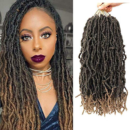 Faux Locs Crochet Hair 6 Packs-Lot 18 Inch Curly Freetress Crochet Hair Goddess Locs Crochet Twist Braids African Roots Synthetic Hair Extensions 18 -Pack of 6  1B-27