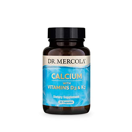 Dr- Mercola  Calcium with Vitamins D3   K2  30 Servings 30 Capsules  Non GMO  Soy-Free  Gluten-Free