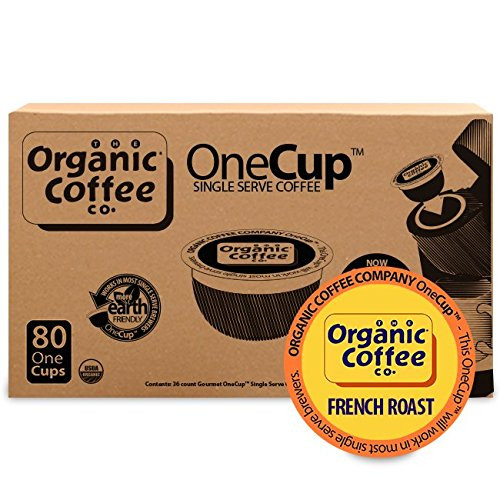 The Organic Coffee Co. OneCup, French Roast, (80 Count) Single Serve Coffee, Compatible with Keurig K-cup Brewers, USDA Organic