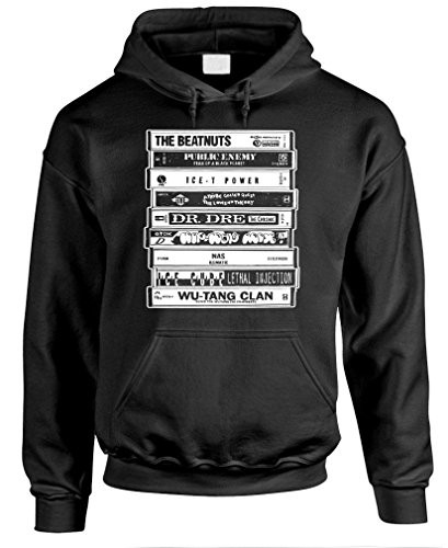 Hip HOP Artists Cassettes Old School Rap - Mens Pullover Hoodie  3XL  Black