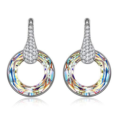 Kate Lynn Christmas Gifts for Wife Sterling Silver Stud Earrings Round Crystals from Swarovski Jewelry for Women Dangle Earrings for Girlfriend Birthday Gifts for Mom Christmas Present