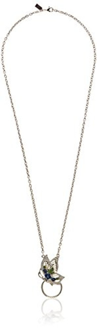 1928 Jewelry  Essentials  Silver-Tone Blue Green Enamel Butterfly Eyeglass Holder Pendant Necklace  27