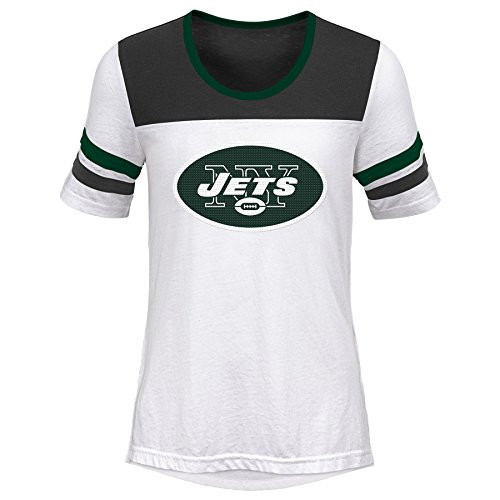Outerstuff NFL NFL New York Jets Youth Girls Tail Back Short Sleeve Tee White Youth Medium10-12 Outerstuff NFL NFL New York Jets Youth Girls Tail Back Short Sleeve Tee White Youth Medium10-12