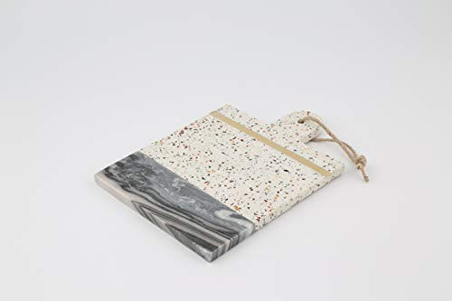Thirstystone serving board  one size  Gray Marble and White Terrazzo with Brass Inlay Paddle