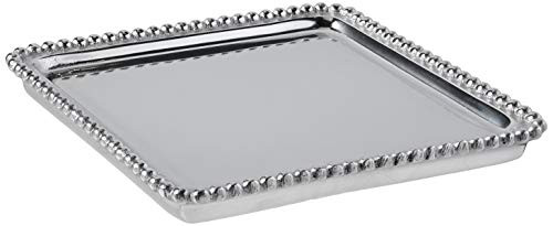 MARIPOSA Beaded Cocktail Napkin Tray  Silver