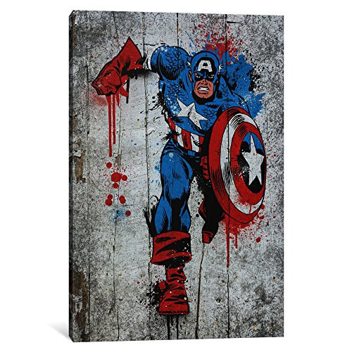 iCanvasART 1-Piece Marvel Comic Book: Captain America Spray Paint Canvas Print by Marvel Comics, 12" x 8"/0.75" Deep