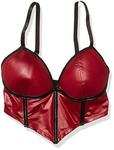 Coquette Women s Wetlook Bra with Boning  Merlot-Black  S