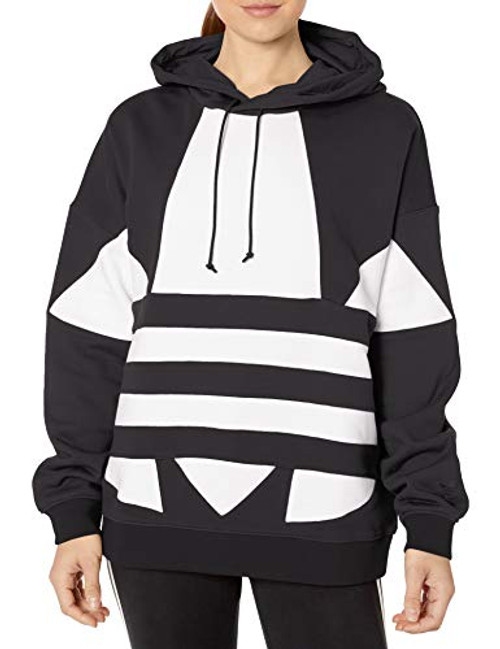 adidas Originals Women s Large Logo Hoodie Sweatshirt  Black-White  XS adidas Originals Women s Large Logo Hoodie Sweatshirt  Black-White  XS
