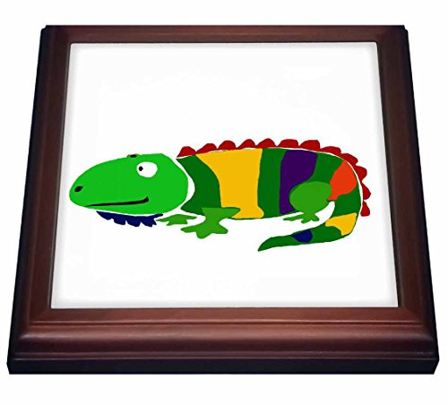 3dRose Colorful Iguana Original Art Trivet with Ceramic Tile  8  x 8   Brown