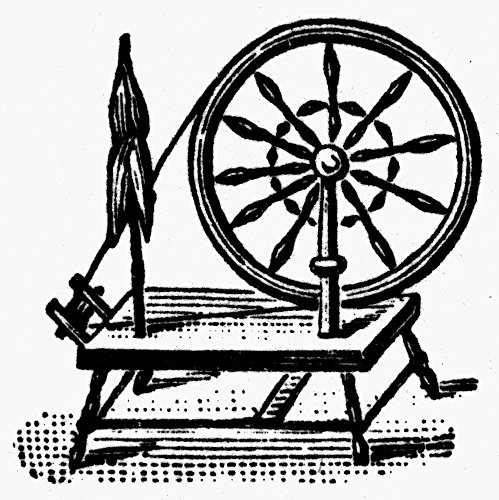 Textiles Spinning Wheel Nwood Engraving Poster Print by 18 x 24