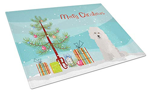 Caroline s Treasures CK3492LCB Bolognese Christmas Tree Glass Cutting Board Large  12H x 16W  multicolor