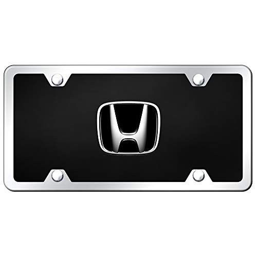 Au-TOMOTIVE GOLD Honda Black Acrylic License Plate with Chrome Frame Kit Au-TOMOTIVE GOLD Honda Black Acrylic License Plate with Chrome Frame Kit