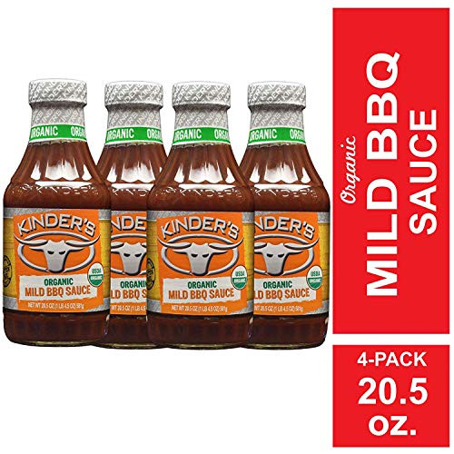 Kinders Organic Mild BBQ Sauce  4-Pack  20-5 oz Each  Smoky-Sweet Twist on Classic Barbeque Sauce  Certified Organic  Gluten-Free  No MSG or High Fructose Corn Syrup for Seasoning or Dipping Any Meat