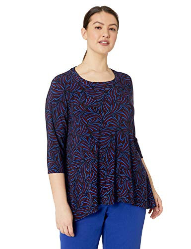 Anne Klein Women s Size Plus Sharkbite TOP  Gauguin-Cordovan Combo  0X