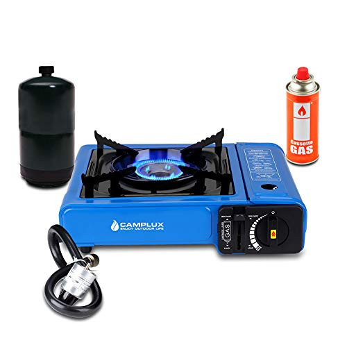 Camplux Dual Fuel Camping Stove Portable Butane Stove 7200 BTU Single Burner Propane Stove with Carry Case Blue Camplux Dual Fuel Camping Stove Portable Butane Stove 7200 BTU Single Burner Propane Stove with Carry Case Blue