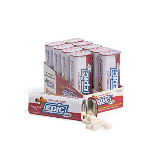 Epic Dental 100  Xylitol-Sweetened Mints  Cinnamon Flavor  60-count tins  Pack of 10