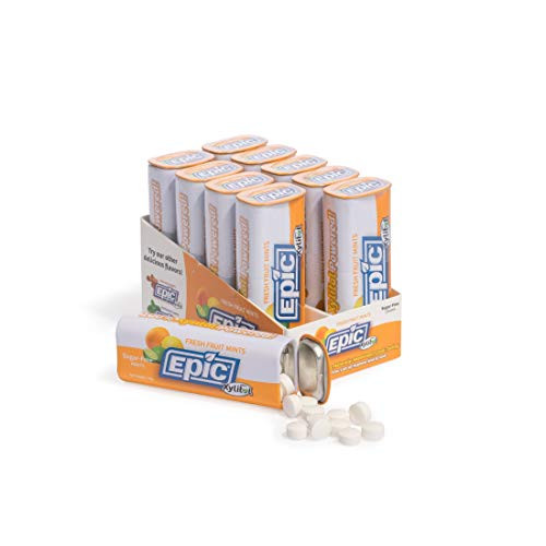 Epic Dental 100 Xylitol-Sweetened Mints Fresh Fruit Flavor 60-count tins Pack of 10 Epic Dental 100 Xylitol-Sweetened Mints Fresh Fruit Flavor 60-count tins Pack of 10