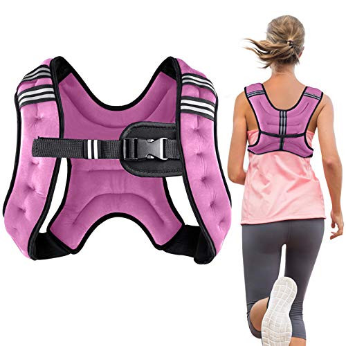 Henkelion Weighted Vest Weight Vest for Men Women Kids Weights Included  Body Weight Vests Adjustable for Running  Training Workout  Jogging  Walking - Pink - 8 Lbs