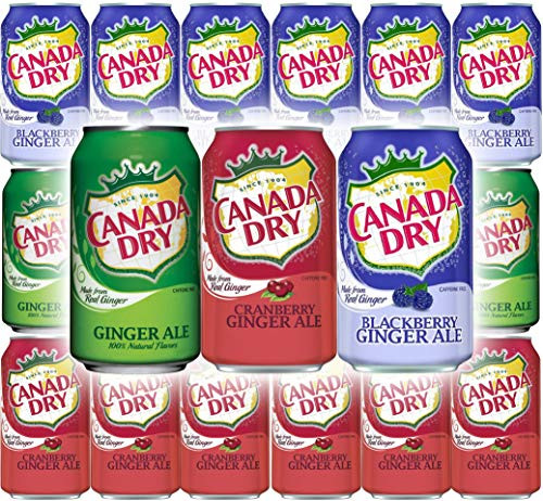 Canada Dry Ginger Ale Original  Blackberry  Cranberry Sparkling Seltzer Water - Variety Pack  12oz Can Pack of 18  Total of 216 Oz