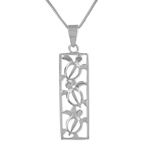 Sterling Silver Turtle Vertical Bar Pendant Necklace  162  Extender
