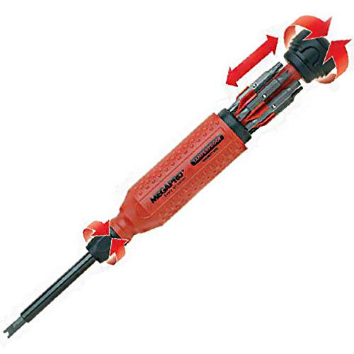 NEW Durable 15-In-1 Megapro Screwdriver Bit Set - Tamperproof Tool Driver Bit Assortment - Red  Black