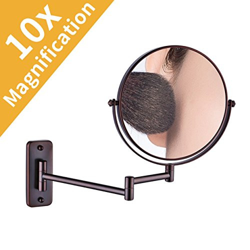 KES Bathroom 10x Magnification Two-Sided Swivel Wall Mount Mirror 8-Inch, Oil Rubbed Bronze Finish, BWM100M10-7 KES Bathroom 10x Magnification Two-Sided Swivel Wall Mount Mirror 8-Inch, Oil Rubbed Bronze Finish, BWM100M10-7