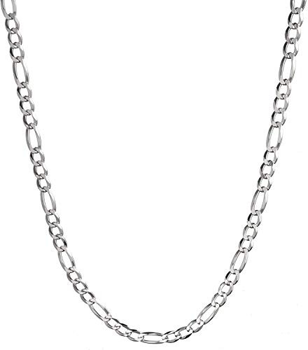 Savlano 925 Sterling Silver 4mm Italian Solid Figaro Link Chain Necklace With Gift Box For Men   Women - Made in Italy 18  4mm