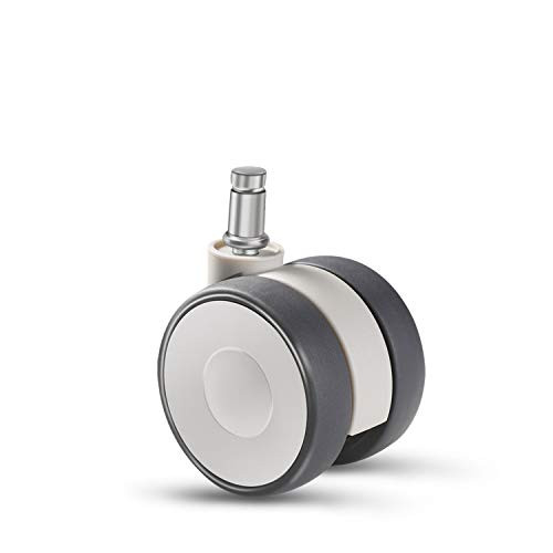 Office Chair Caster Wheels 2-5 Inch Replacement Rubber Chair casters for Hardwood Floors and Carpet Heavy Duty Office Chair casters for Chairs to Replace Chair mats  Standard Stem Size- White-Gray