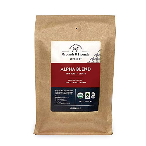Grounds   Hounds Alpha Blend - 2 LB Dark Roast  100  Fair Trade   Organic Ground Coffee - 100  Arabica Small Batch Roasted  Dark Roast  Ground