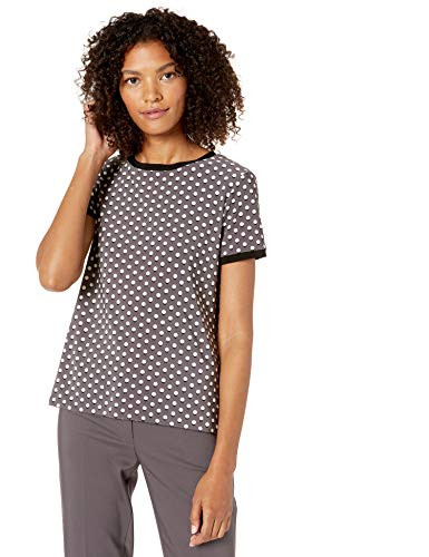 Anne Klein Women s Button Back TOP  Nantucket Grey-Anne White Combo  S