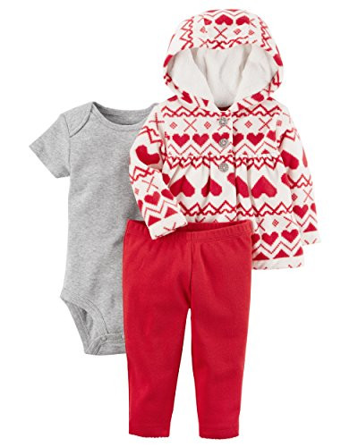 Carter's Baby Girls' 3 Piece Heart Print Little Jacket Set Newborn