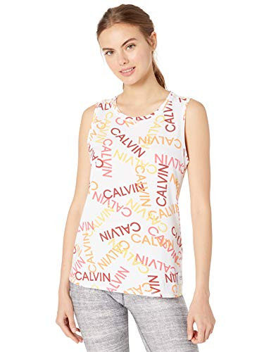 Calvin Klein Women s Spin Print Logo Top  Energy Combo  Medium