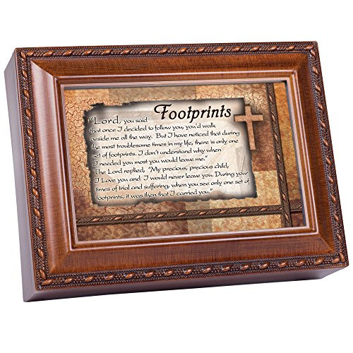 Cottage Garden Footprints Inspirational Woodgrain Traditional Music Box Plays Amazing Grace
