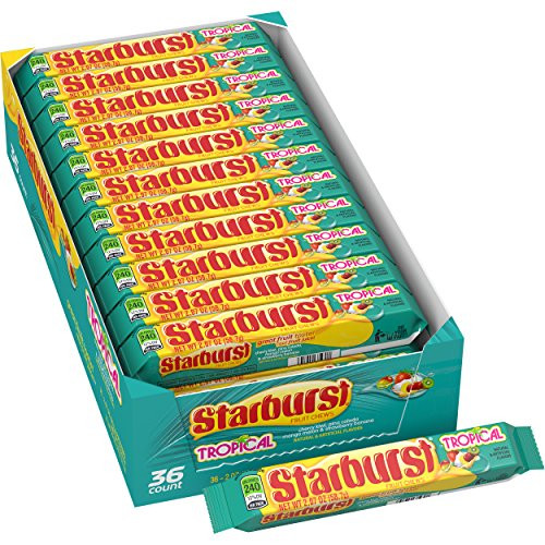 STARBURST Tropical Fruit Chews Candy  2-07 ounce 36-Count Box