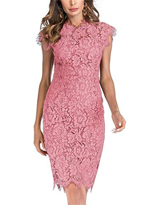 Women s Sleeveless Floral Lace Slim Evening Cocktail Mini Dress for Party DM261 Pink M Women s Sleeveless Floral Lace Slim Evening Cocktail Mini Dress for Party DM261 Pink M