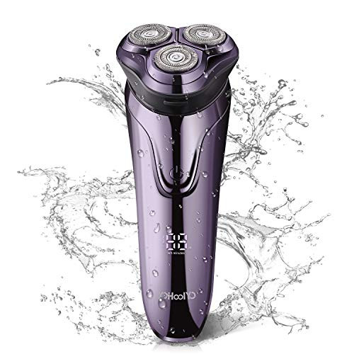 YOHOOLYO Electric Razor for Men Electric Shaver Mens Rotary Shaver Razor Wet and Dry IPX7 Waterproof with Pop-Up Trimmer USB Rechargeable Purple