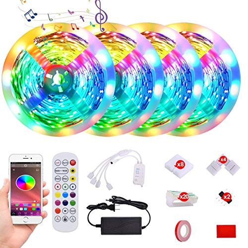 65-6ft Led Strip Lights Music Sync Color Changing 5050 RGB LED Light Strips Kit 4 Reels of Light Sensitive Built-in Mic App Control with Remote for Bedroom Home Kitchen TV Party 65-6ft Led Strip Lights Music Sync Color Changing 5050 RGB LED Light Strips Kit 4 Reels of Light Sensitive Built-in Mic App Control with Remote for Bedroom Home Kitchen TV Party