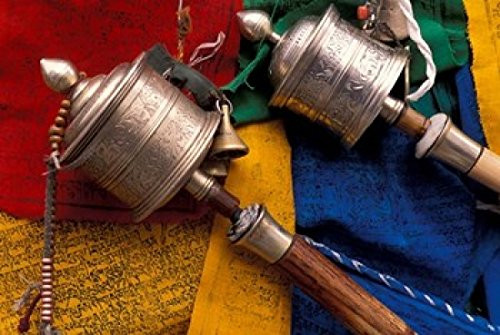 Posterazzi Prayer Wheels and Flags Lhasa Tibet Poster Print by Keren Su  27 x 18