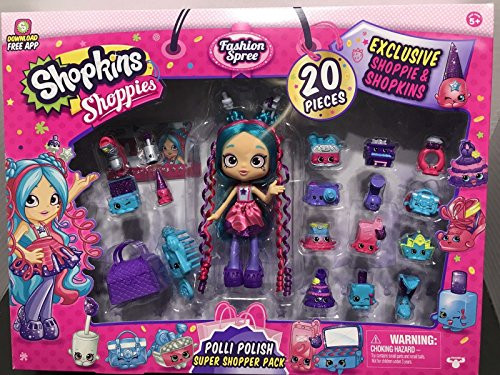 Shopkins Shoppies Food Fair Exclusive 20 Piece Polli Polish Super Shopper Pack