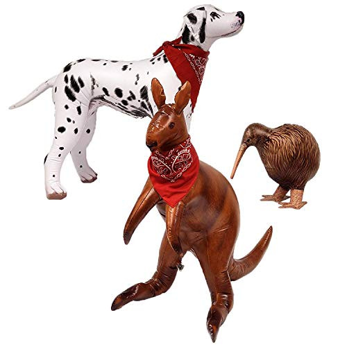 Jet Creations Inflatable Dalmatian Dog Kangaroo Kiwi Stuffed Animal Plush 3 Pack- Ideal for Display Toys Party Decorations and Decor- Size 18 to 40 inch- JC-A0108 Jet Creations Inflatable Dalmatian Dog Kangaroo Kiwi Stuffed Animal Plush 3 Pack- Ideal for Display Toys Party Decorations and Decor- Size 18 to 40 inch- JC-A0108