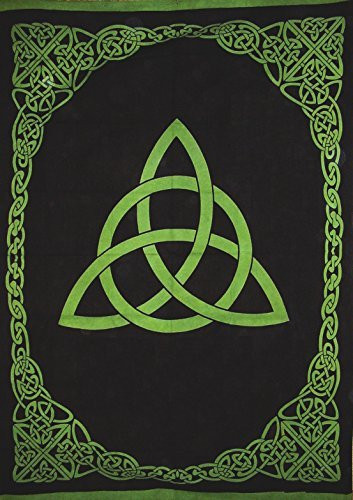 India Arts Celtic Trinity Knot Tapestry Heavy Cotton Spread 98" x 70" Twin Green