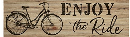 Enjoy the Ride Bicycle Natural 24 x 7 Wood Boxed Pallet Wall Plaque Sign