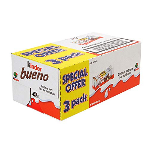 Kinder Bueno Chocolate Bars 43g x 30 - Case of 30 43g x 3 x 10