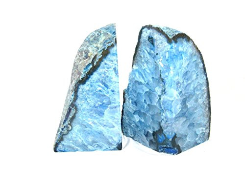 Zentron Crystal Collection Large Pair of Polished Blue Agate Bookends (3-6 Pounds)