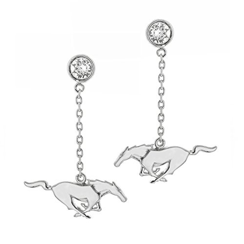 Ford Mustang galloping Pony logo necklace embellished with Swarovski crystals- Rhodium plated solid Brass- 18 chain with 2 extender Rhodium Plated -925 Sterling Silver- Silver-FOD-EE01 Ford Mustang galloping Pony logo necklace embellished with Swarovski crystals- Rhodium plated solid Brass- 18 chain with 2 extender Rhodium Plated -925 Sterling Silver- Silver-FOD-EE01