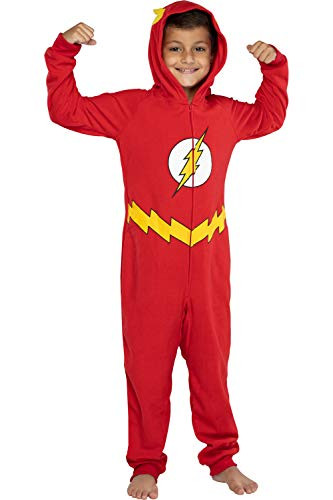 DC Comics Big Boys  Superhero Character Hooded Union Suit Footless Pajamas Costume Flash  S-M