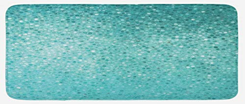 Ambesonne Turquoise Kitchen Mat  Small Dot Tiles Shape Simple Classical Creative Design  Plush Decorative Kitchen Mat with Non Slip Backing  47  X 19   Turquoise
