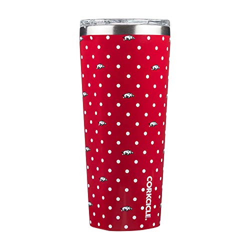 Corkcicle Tumbler - 24oz NCAA Triple Insulated Stainless Steel Travel Mug University of Arkansas Razorbacks Polka Dot Corkcicle Tumbler - 24oz NCAA Triple Insulated Stainless Steel Travel Mug University of Arkansas Razorbacks Polka Dot